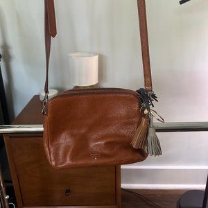 Fossil Sydney Double Zip Crossbody in Brown Sugar Leather